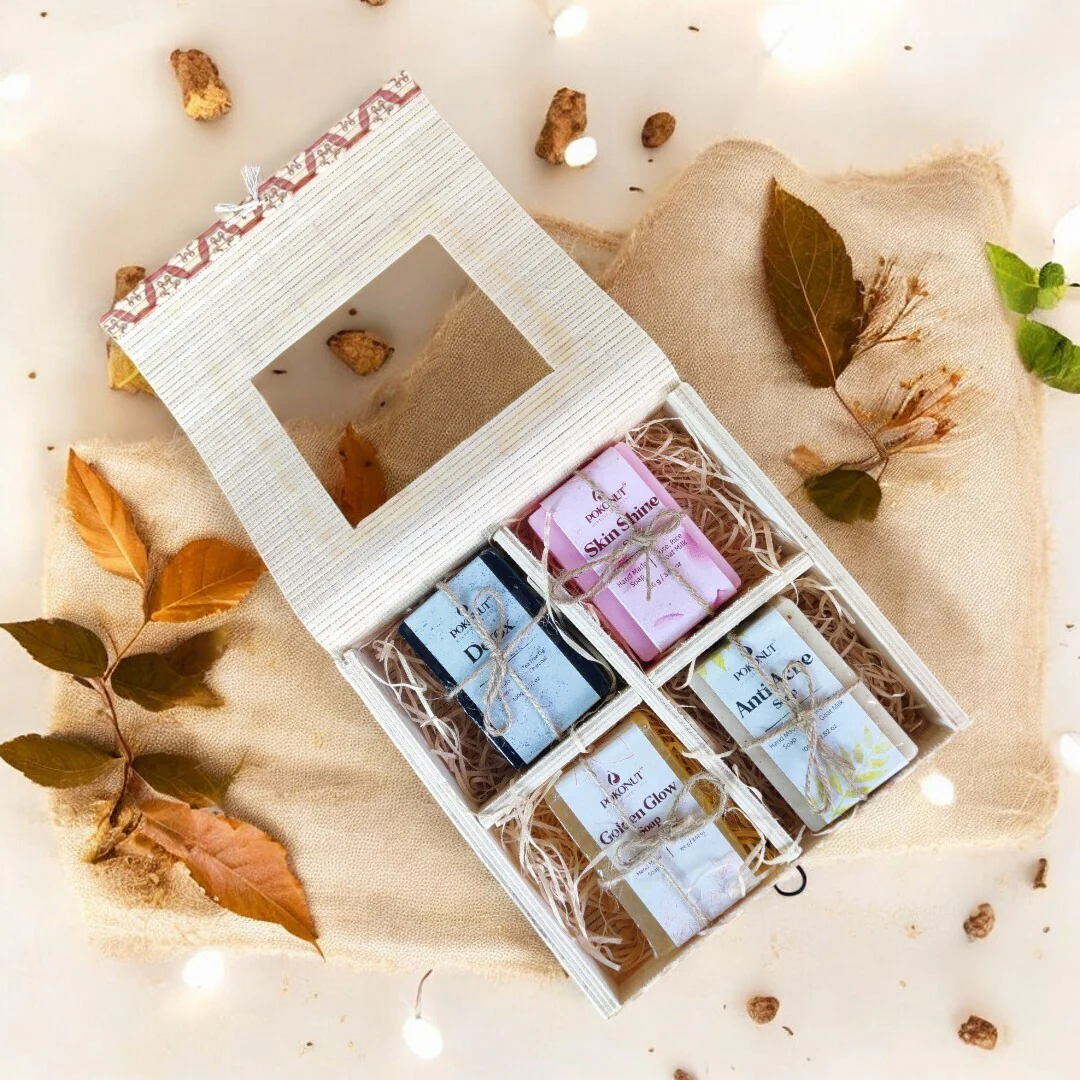 Pokonut Handmade Soap Combo - Pack of 4 (Anti Acne, Charcoal, Golden Glow & Skin Shine) - Image 6